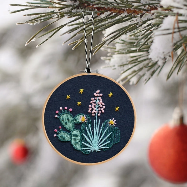 DIY Kit: Cactus Embroidered Christmas Ornament Kit