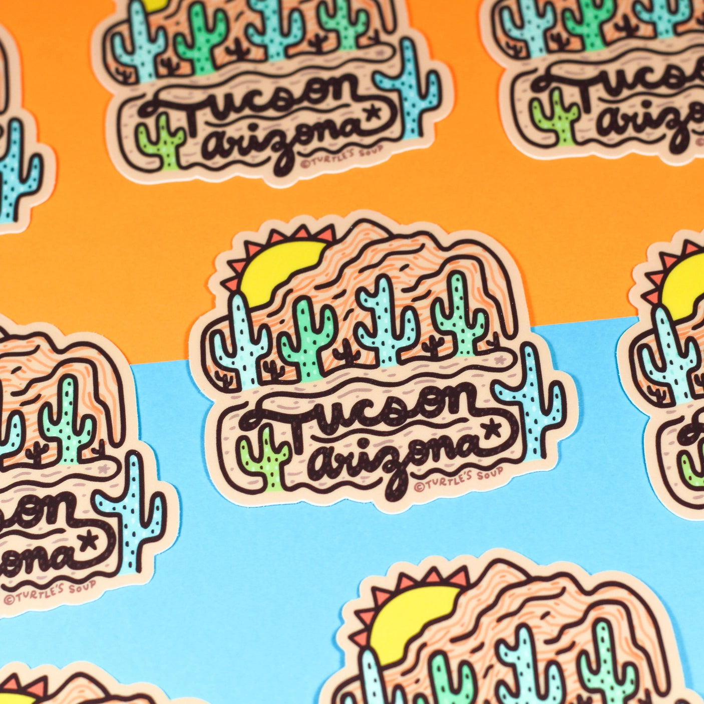Tucson Sunrise Hand Lettered Desert Landscape Sticker