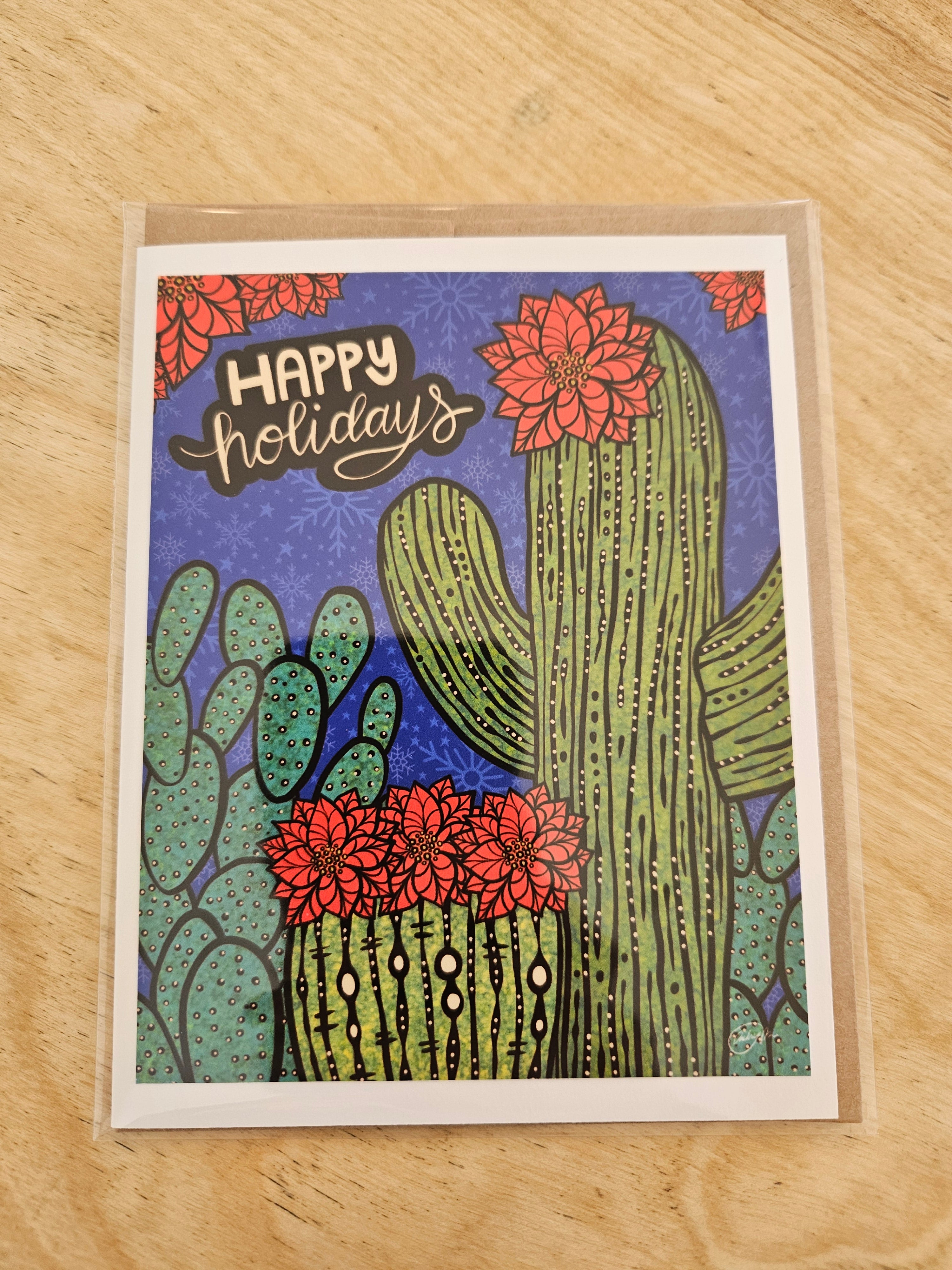 Happy Holidays Cactus Greeting Card