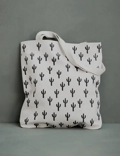 White Black Saguaro Tote, Father's Day Gift, Fourth of July,