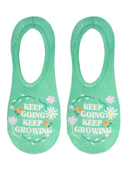 No-Show Liner Socks - "Keep Going Keep Growing" - Green