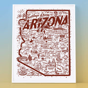 (C) Greetings from Arizona Icons Map Art Print