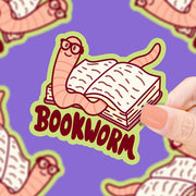 Bookworm Nerdy Reading Sticker