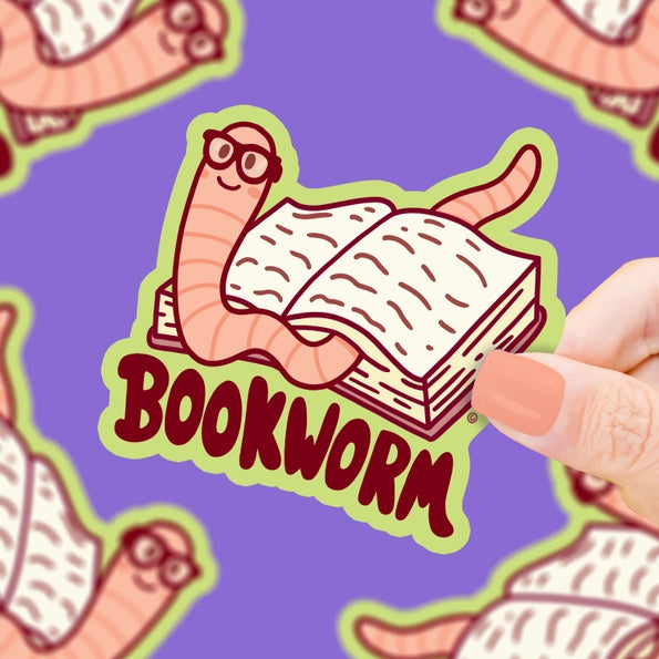 Bookworm Nerdy Reading Sticker