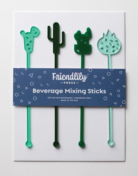 Cactus Acrylic Drink Stirrer Set