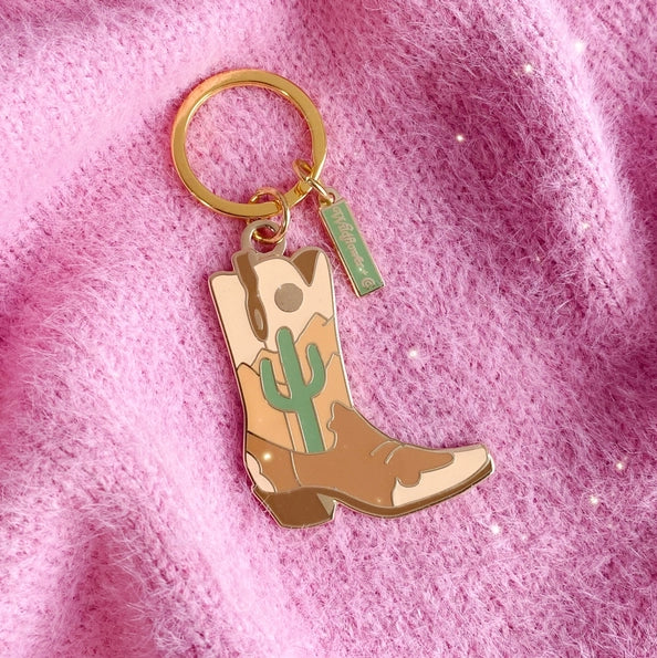 Cowgirl Boot Enamel Keychain