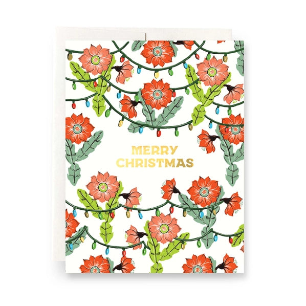 Orchid Cactus Christmas Greeting Card