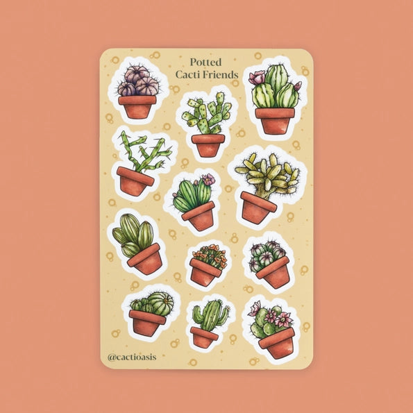 Potted Cacti Friends Vinyl Sticker Sheet