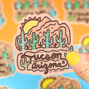 Tucson Sunrise Hand Lettered Desert Landscape Sticker