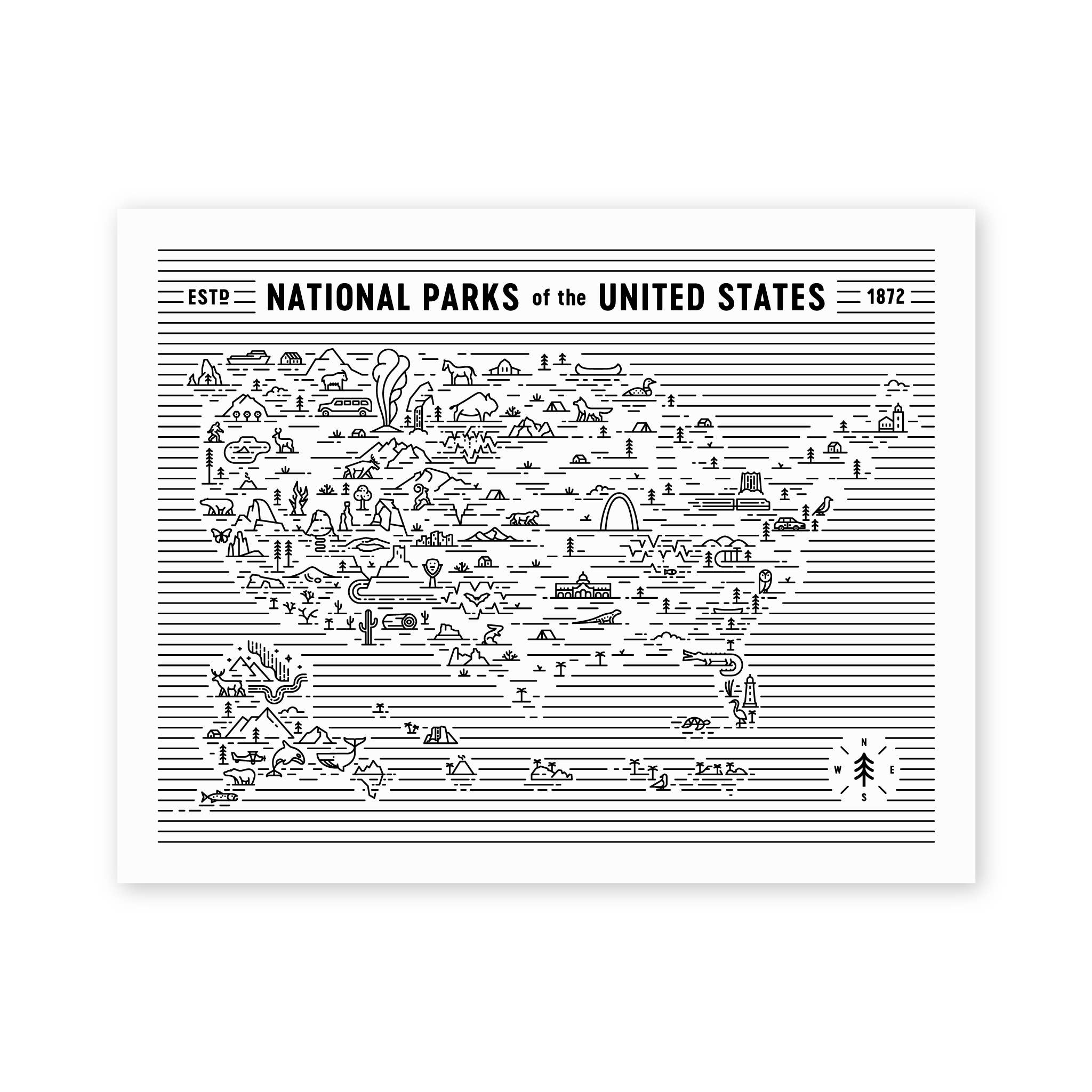 National Parks Map 11x14