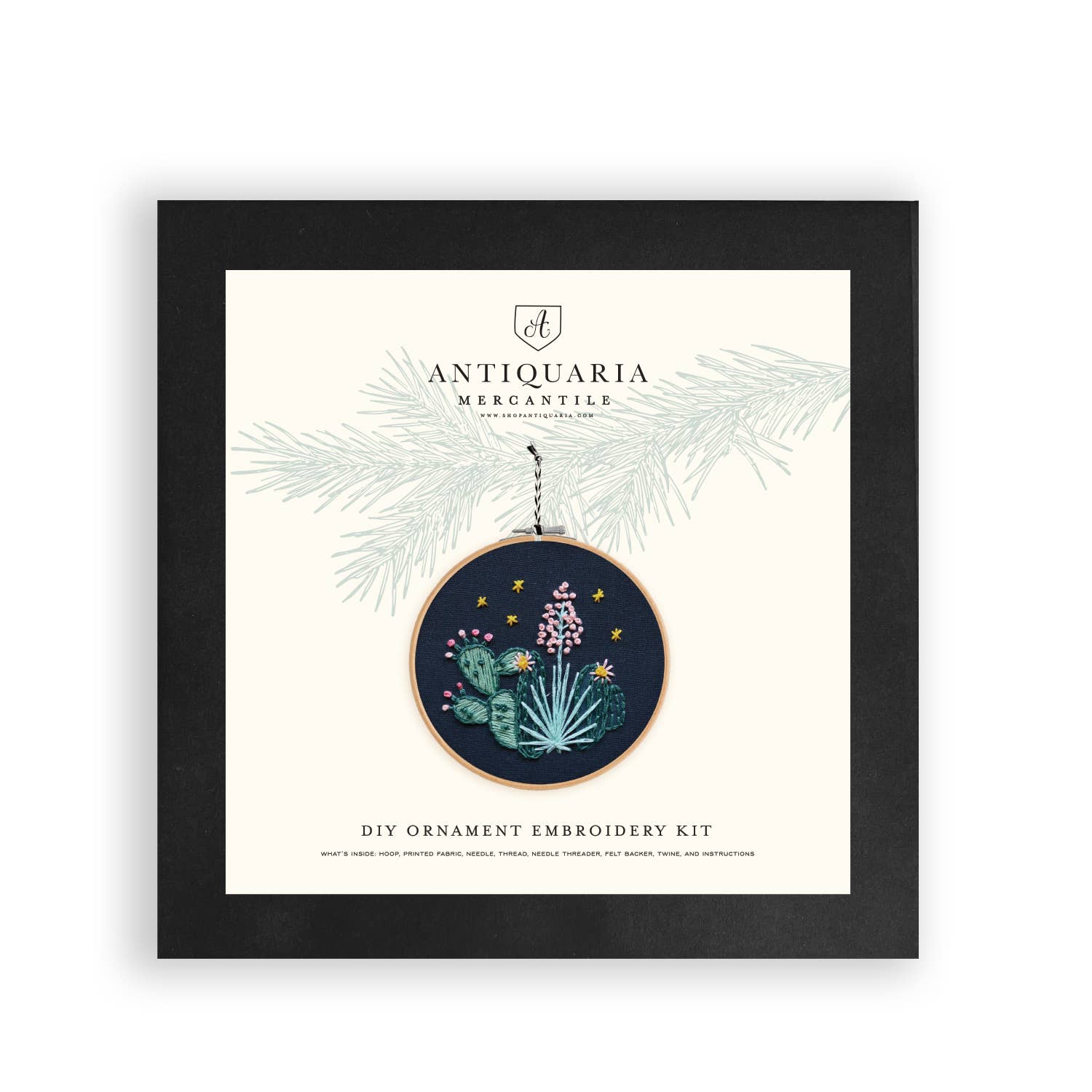 Holiday Decor: Cactus DIY Embroidered Christmas Ornament Kit