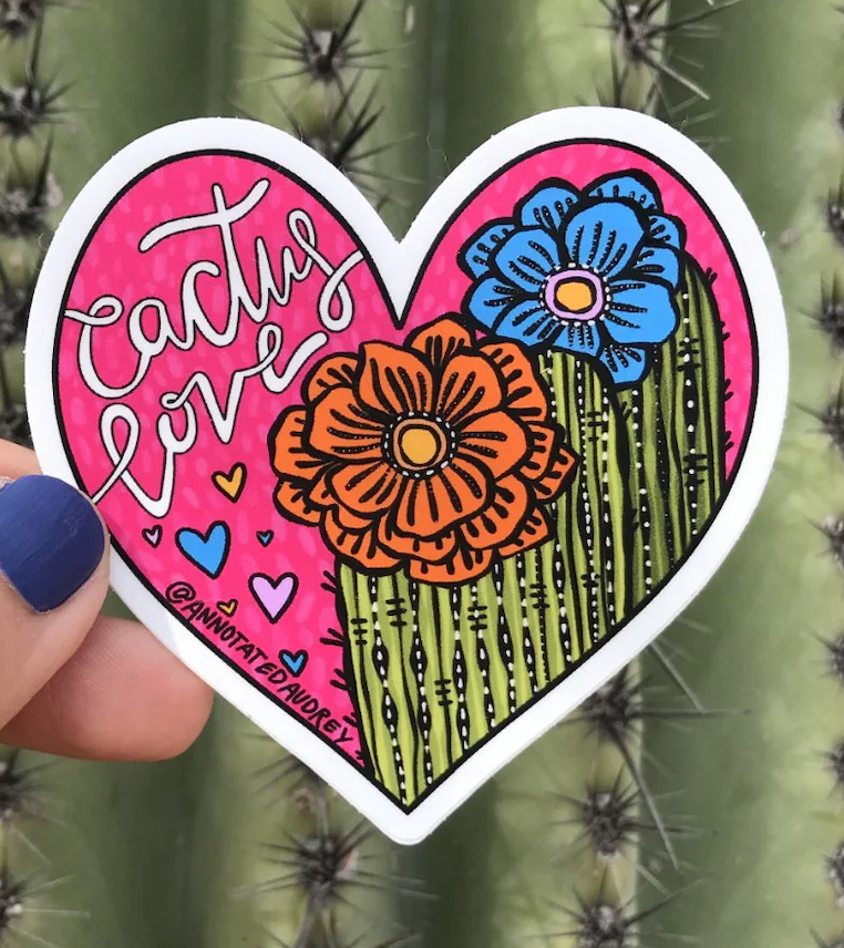 Cactus Love Heart Sticker