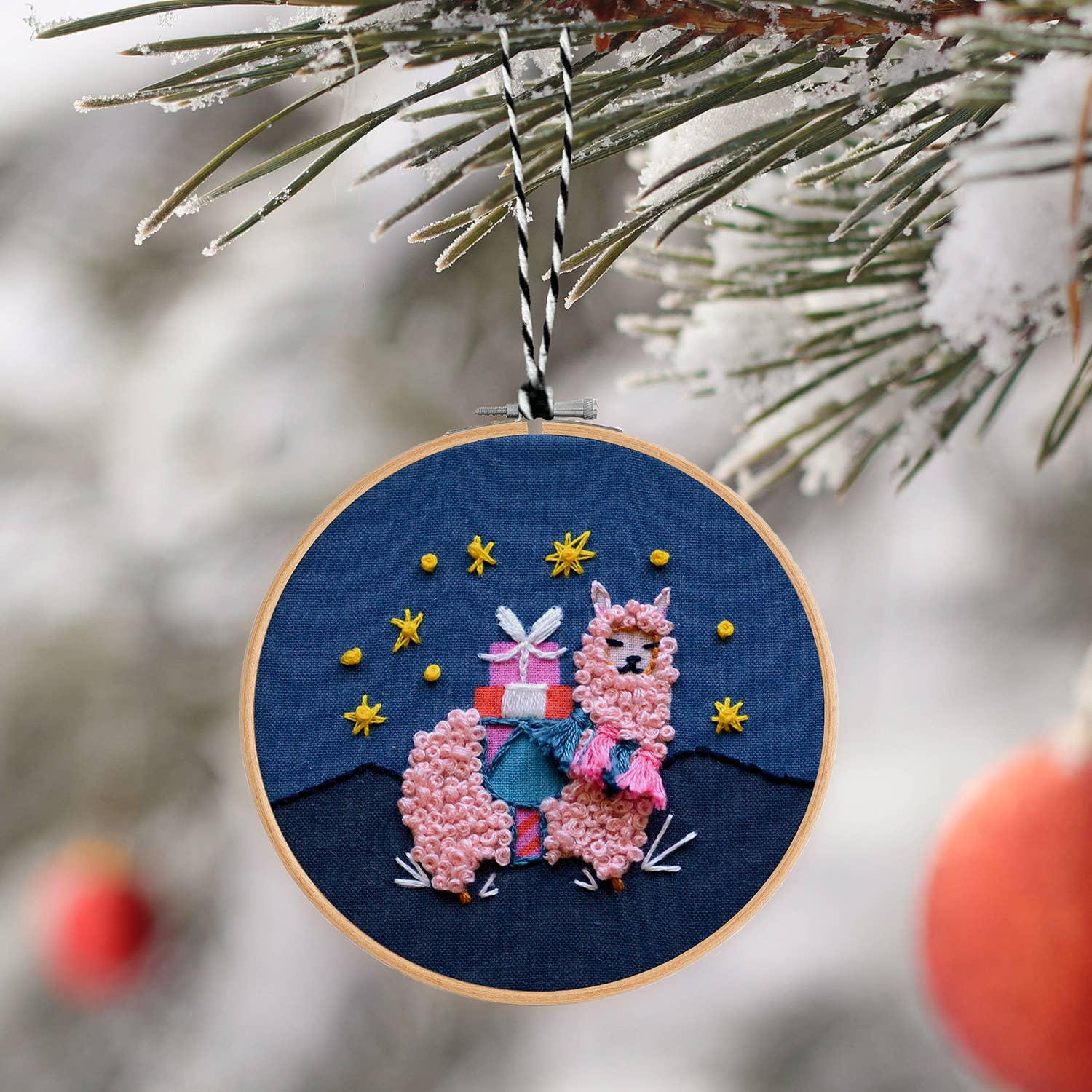 Holiday Decor: Alpaca DIY Embroidered Christmas Ornament Kit