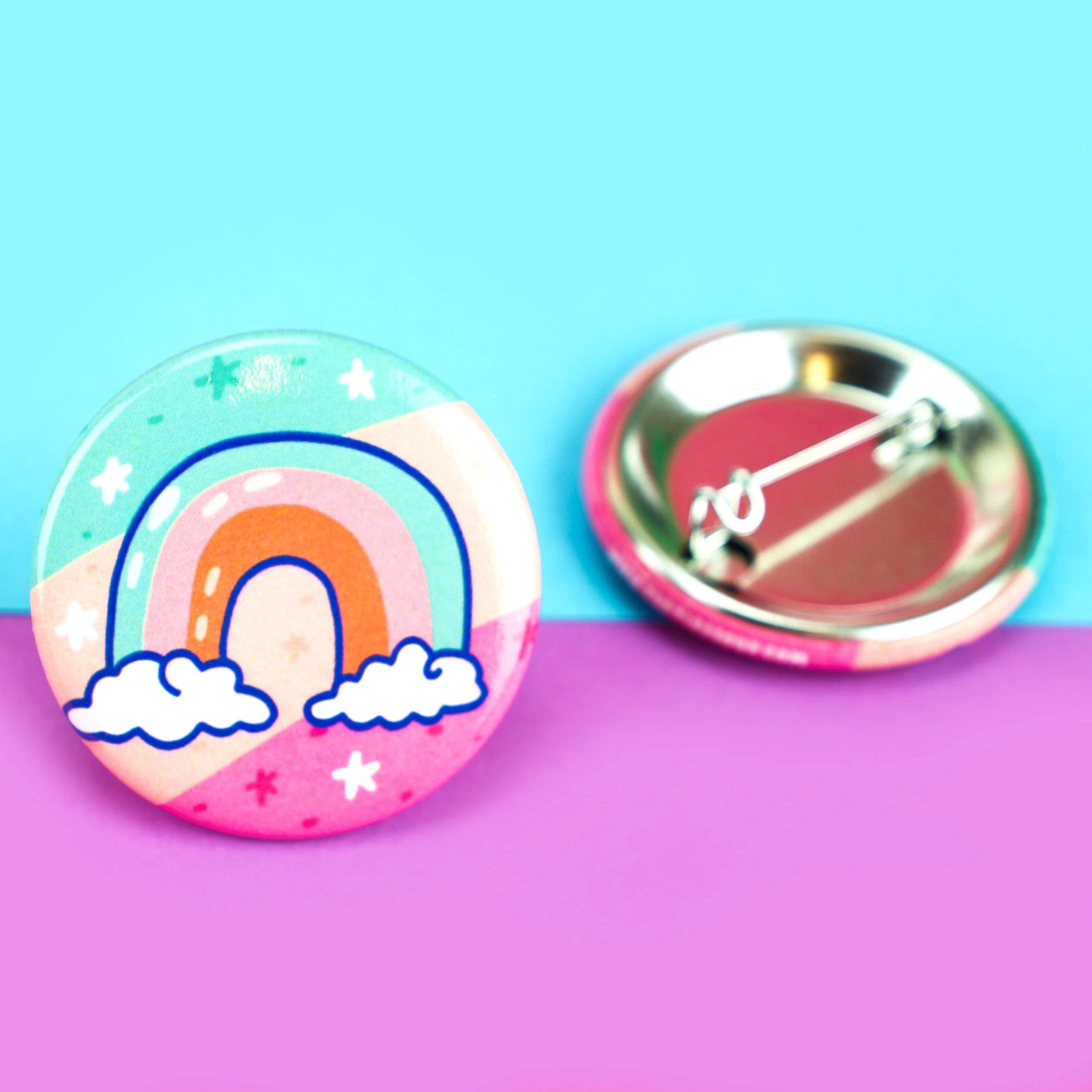 Whimsical Pastel Rainbow Button