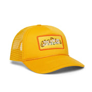 You Are On Native Land Dad Trucker Hat - Marigold Poppy