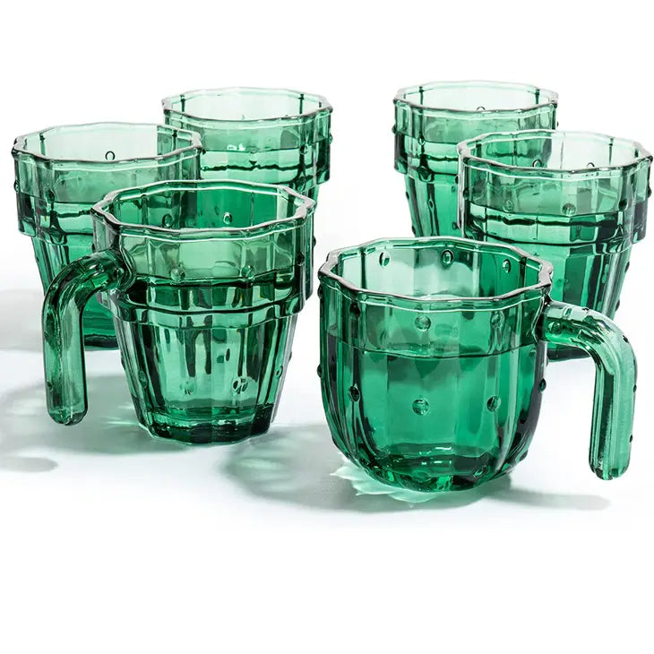 Green Cactus Stackable Glasses | Set of 6