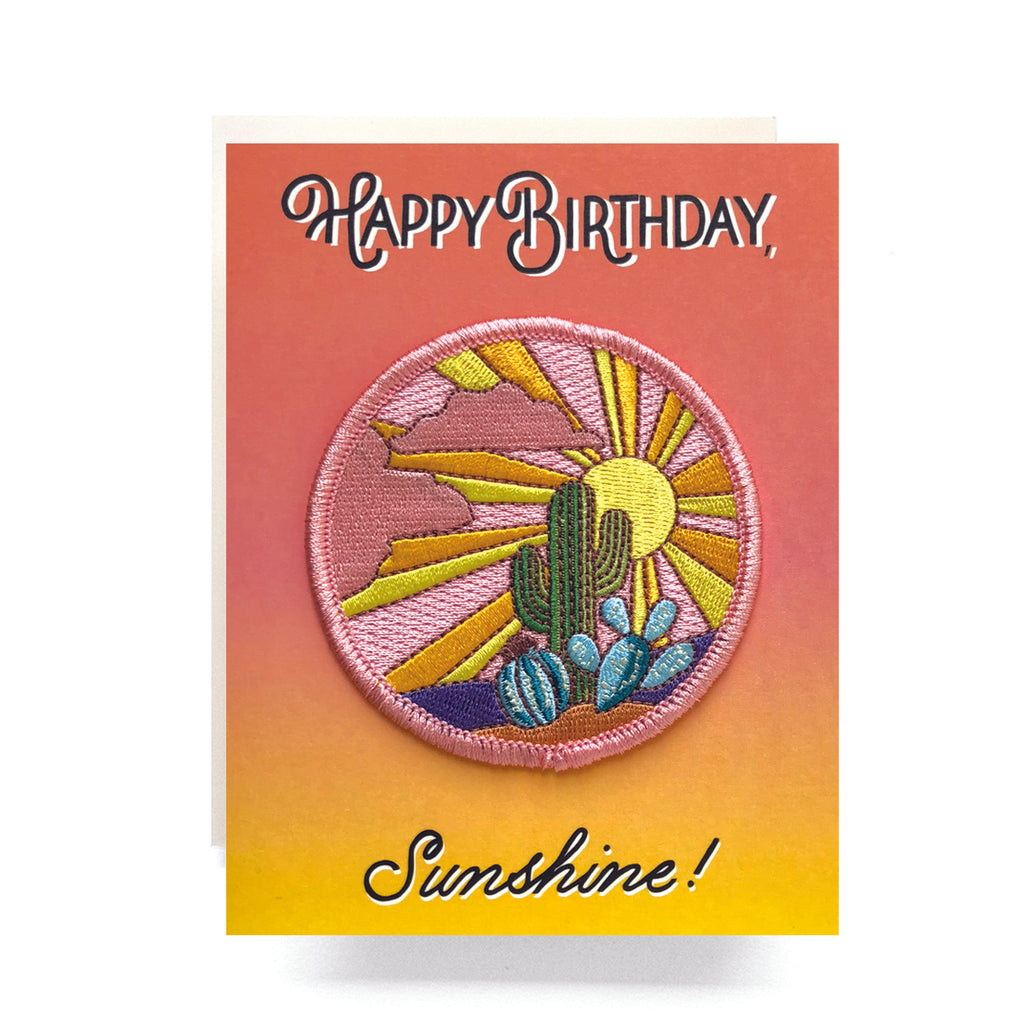 Patch Greeting Card Cactus Sunset Birthday