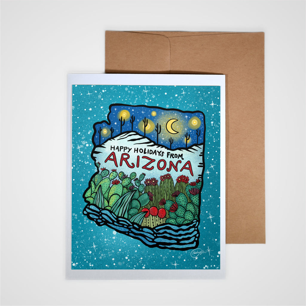 Blue Happy Holidays AZ Greeting Card