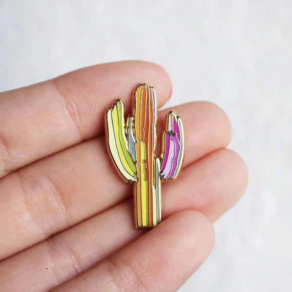 Technicolor Saguaro Enamel Pin