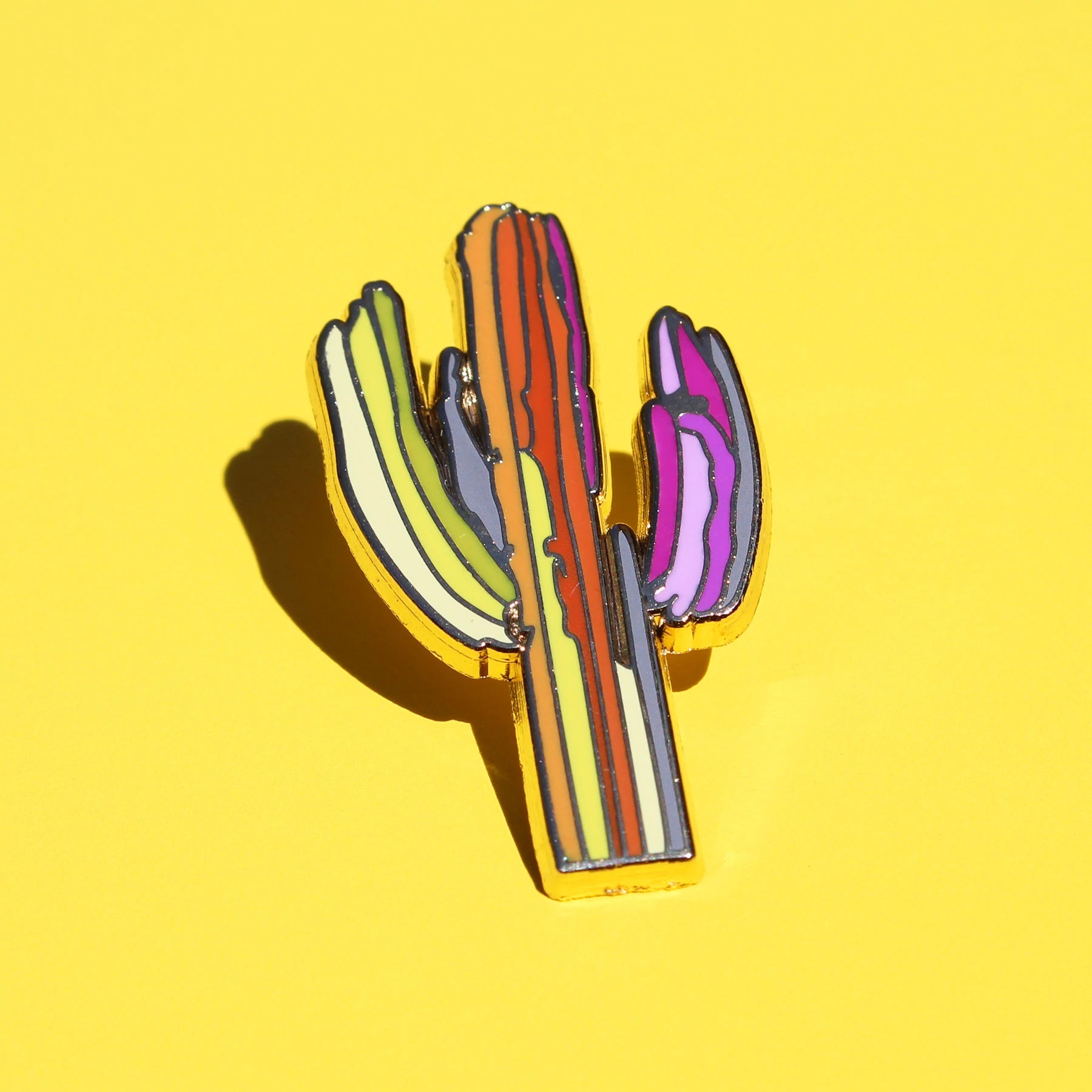 Technicolor Saguaro Enamel Pin