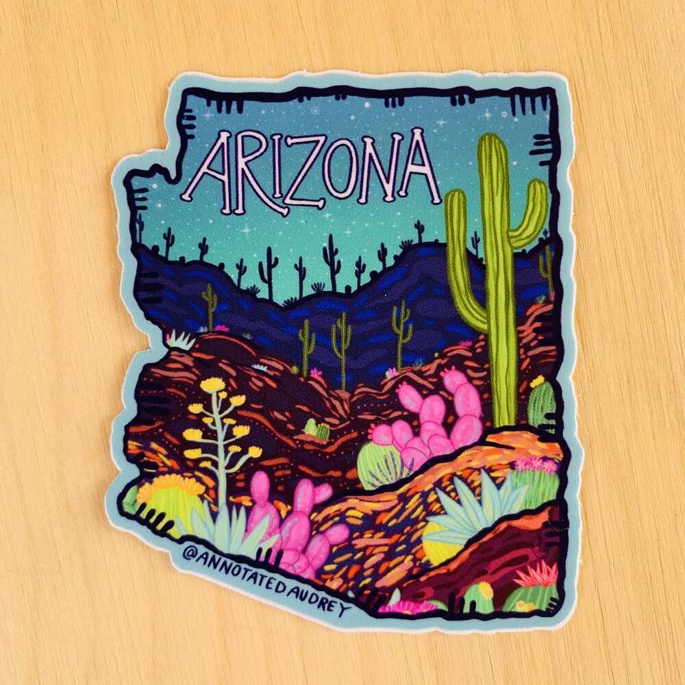 Teal Landscape Arizona Outline Sticker