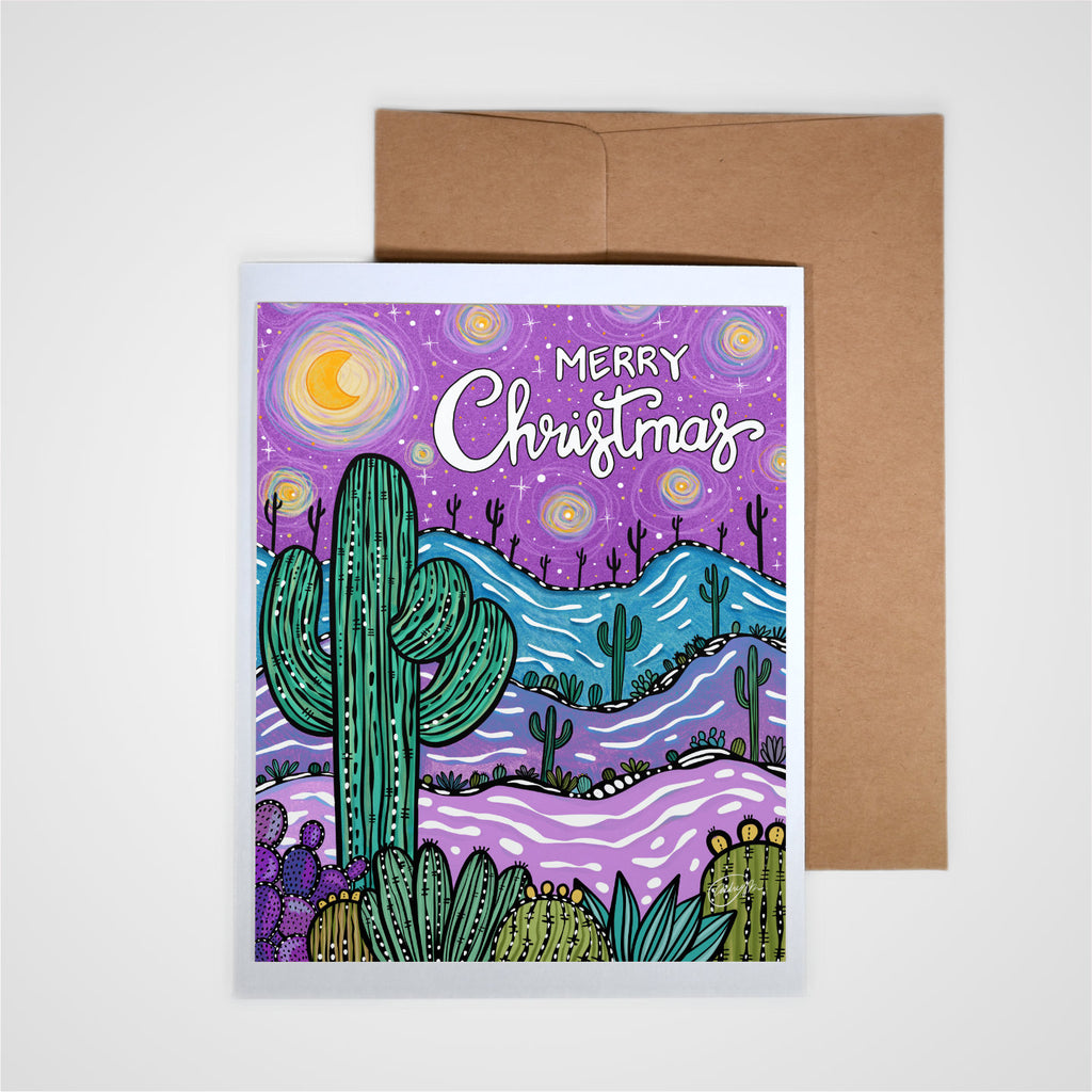 Purple Merry Christmas Greeting Card