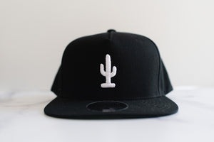 Cactus Snapback Hat | Black w/ White Cactus