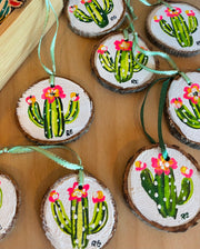 Neon Saguaro Wood Ornament