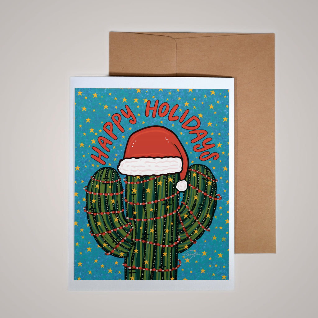 Happy Holidays Santa Hat Greeting Card