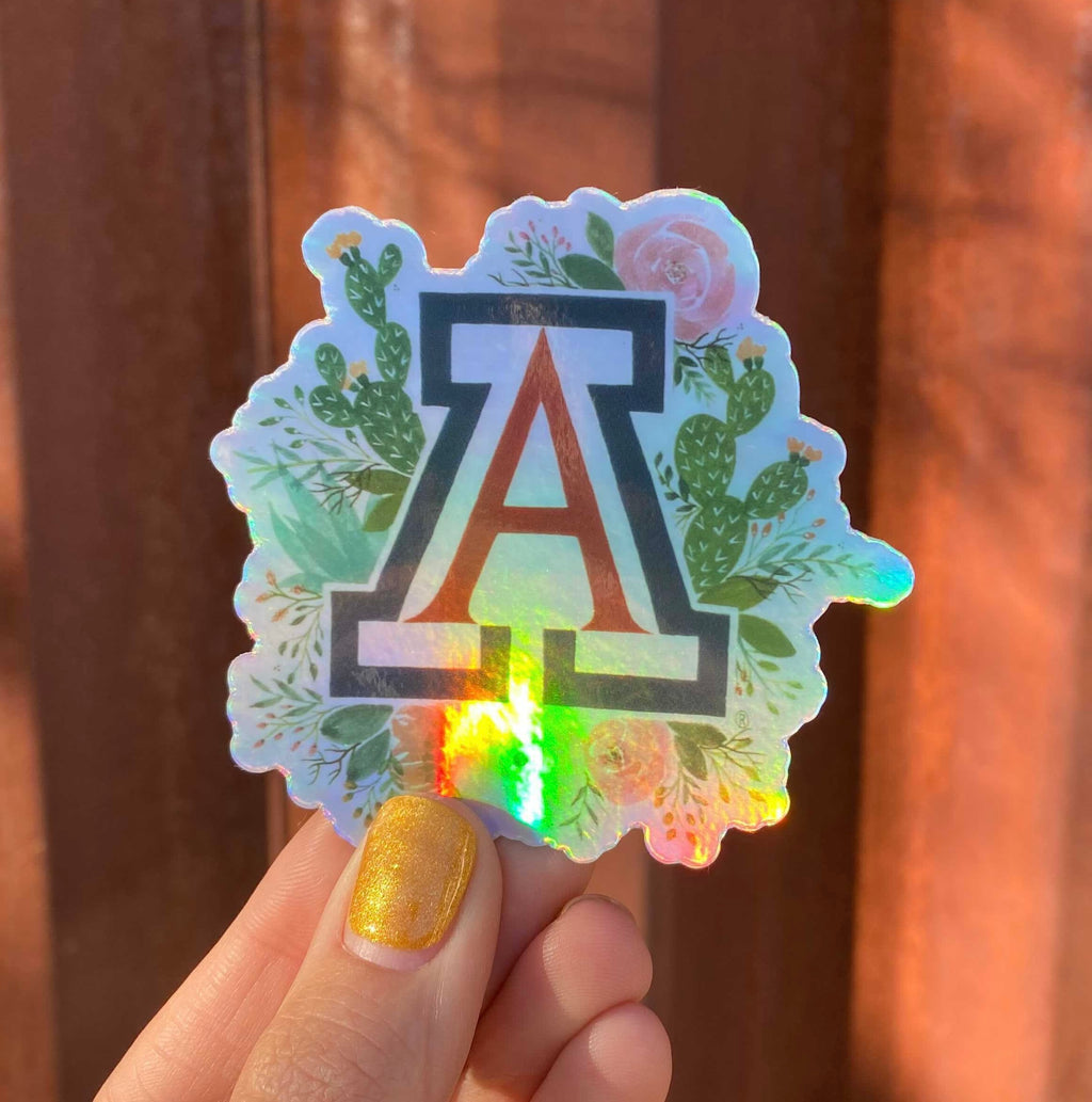 U of A Floral Holographic Sticker