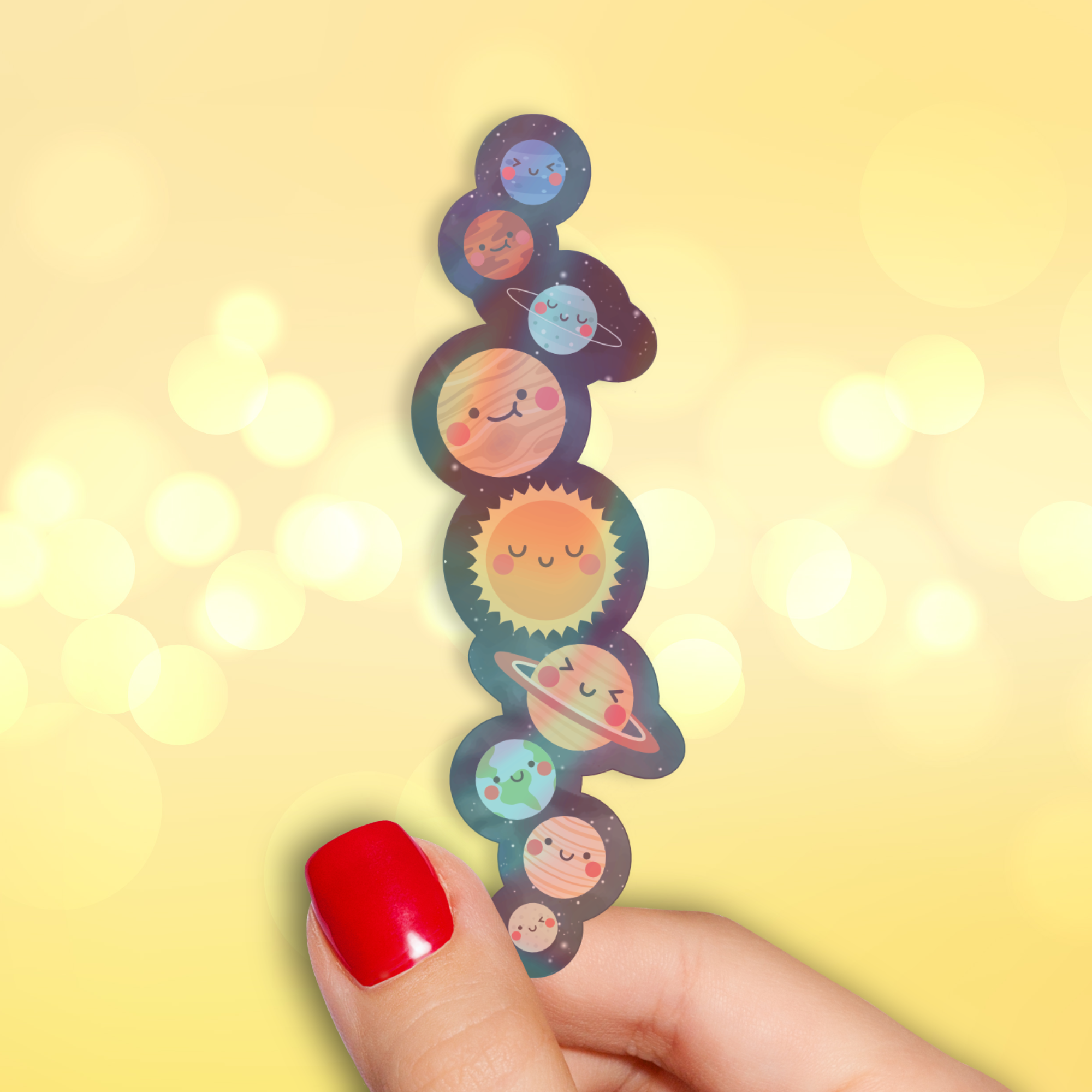 Kawaii Solar System Holographic Sticker