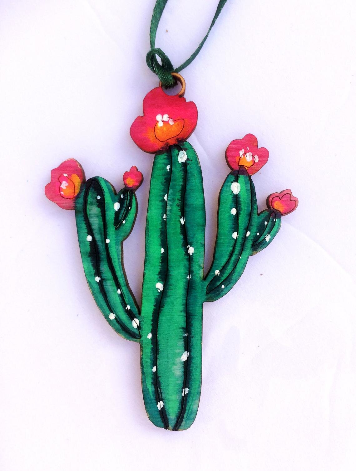 Single Saguaro Wood Ornament