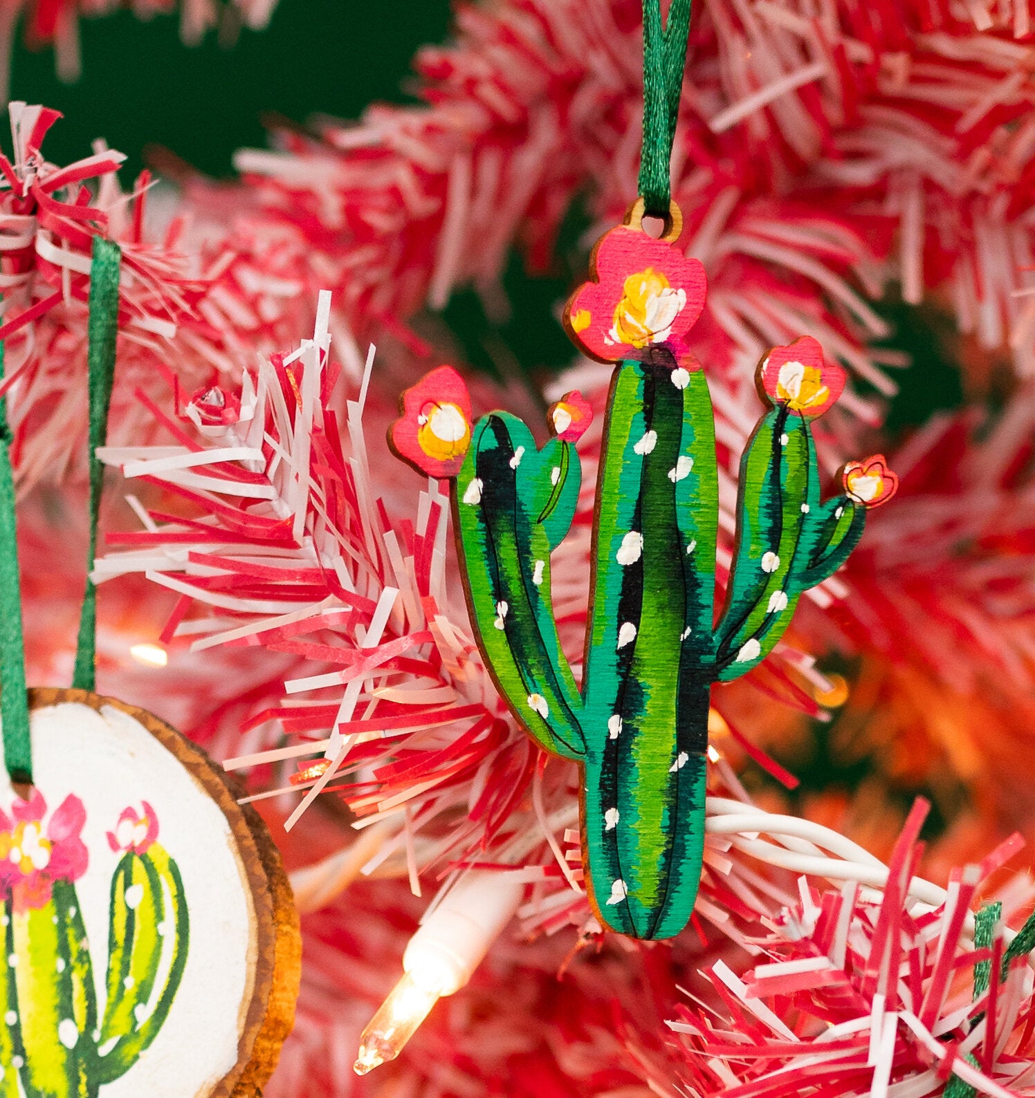 Single Saguaro Wood Ornament