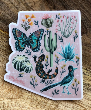 AZ Outline Blush Flora and Fauna Sticker
